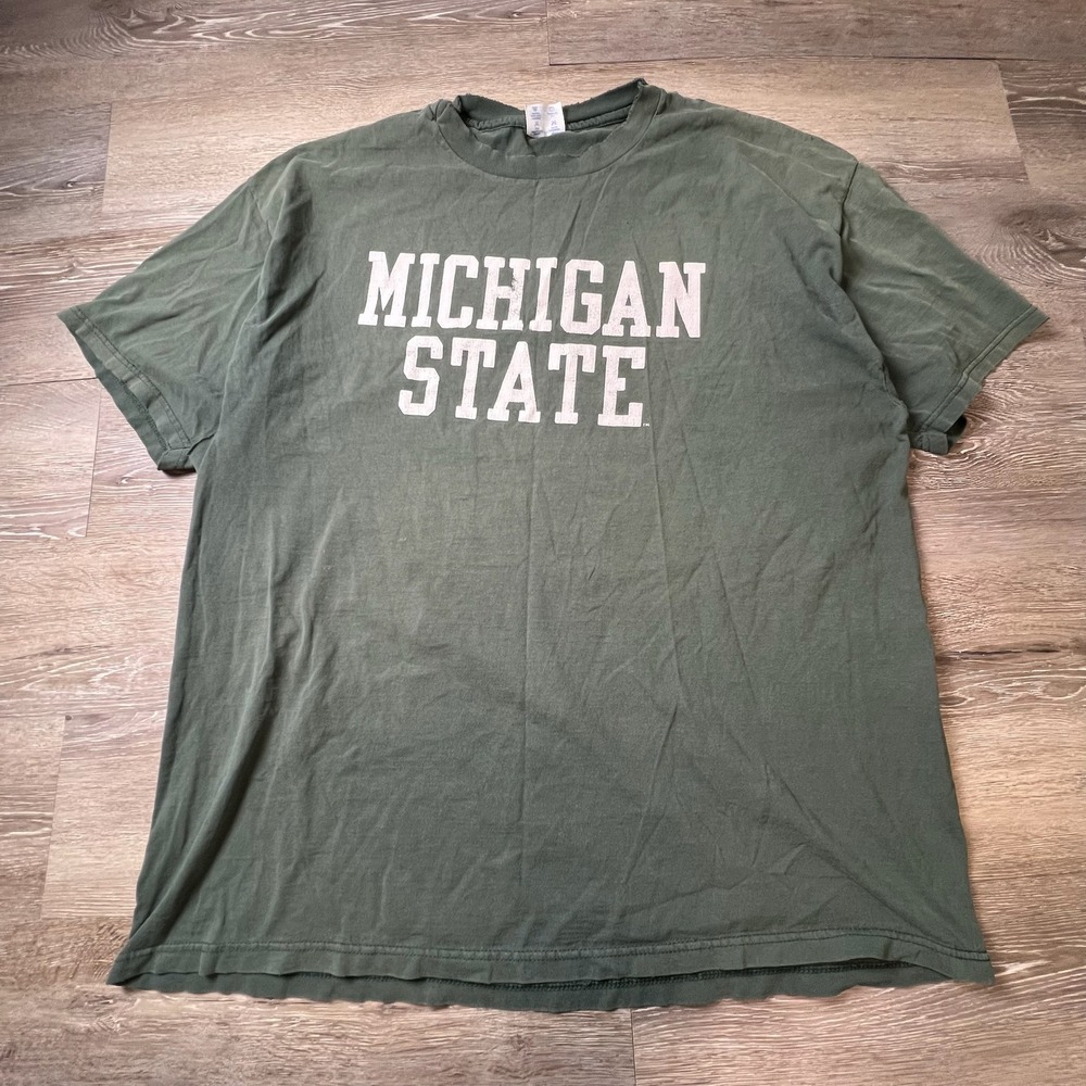 Champion Michigan State T shirt XXL Green Distressed Vintage Spartans NCAA faded